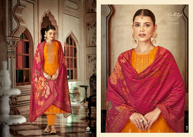 Utsav By Belliza Designer Jacquard Dress Material Catalog